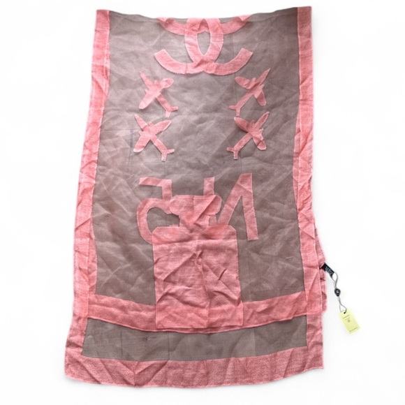 Chanel Chanel No 5 Sheer Coral Silk Organza Scarf or Wrap Size OS NWT - Picture 6 of 16